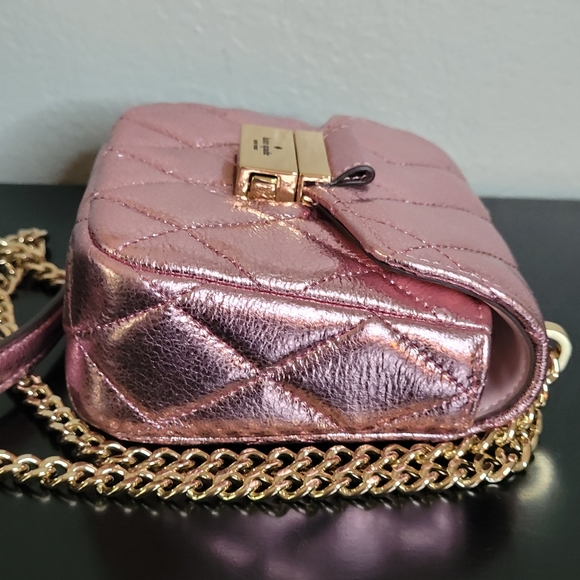 Kate Spade  Carey Metallic Quilted Micro Flap Crossbody bag - Picture 7 of 10